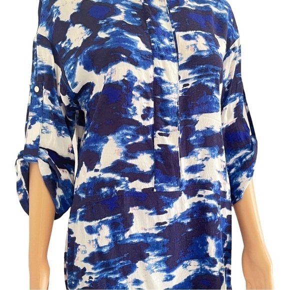 Michael Stars tunic dress multicolor round split hem 3/4  sleeves snaps Women M - Picture 6 of 17